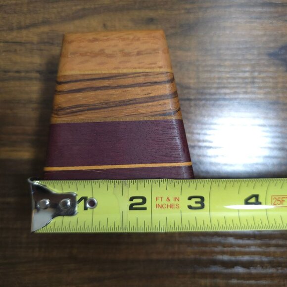 MCM Pyramid Salt & Pepper Shakers Striped Wood Grain Red Accents 2-Piece Set - Picture 10 of 14